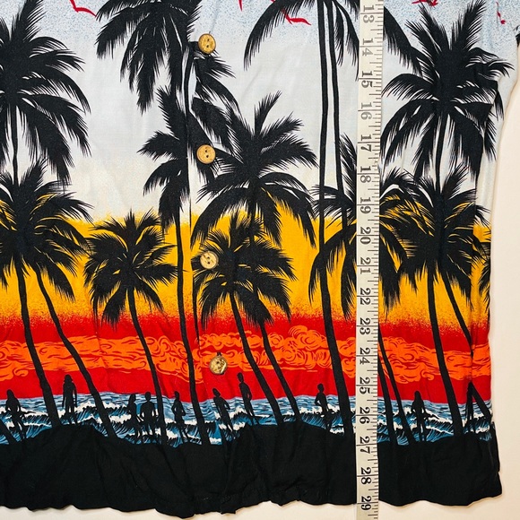 KENNINGTON Mens Medium Shirt Floral Hawaiian Beach Palm Trees Button Up - Picture 7 of 7
